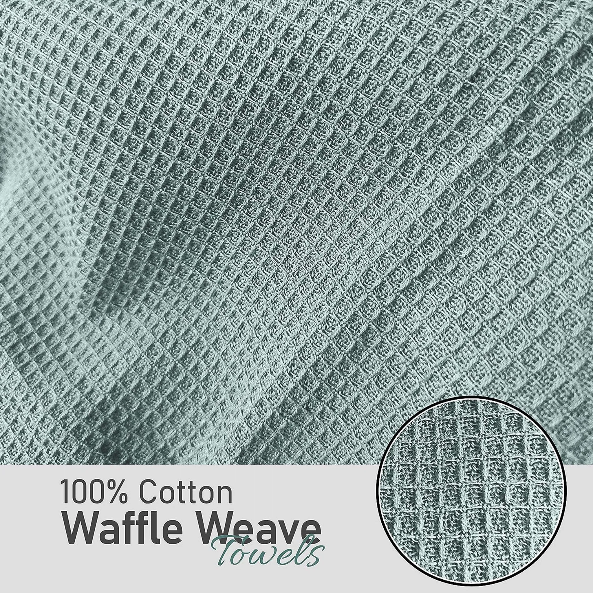 100% Cotton Kitchen & Dish Towel by Ruvanti - 6 Pack (15 Inch x 25 Inch) - Grey (Waffle Weave)