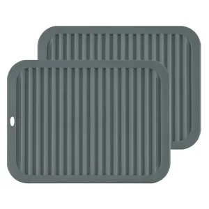 2 Pcs Grey Silicone Heat Resistant Trivets for Hot Pans and Pots