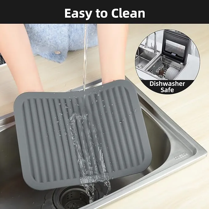 2 Pcs Grey Silicone Heat Resistant Trivets for Hot Pans and Pots