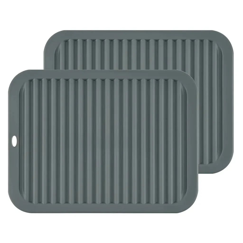 2 Pcs Grey Silicone Heat Resistant Trivets for Hot Pans and Pots