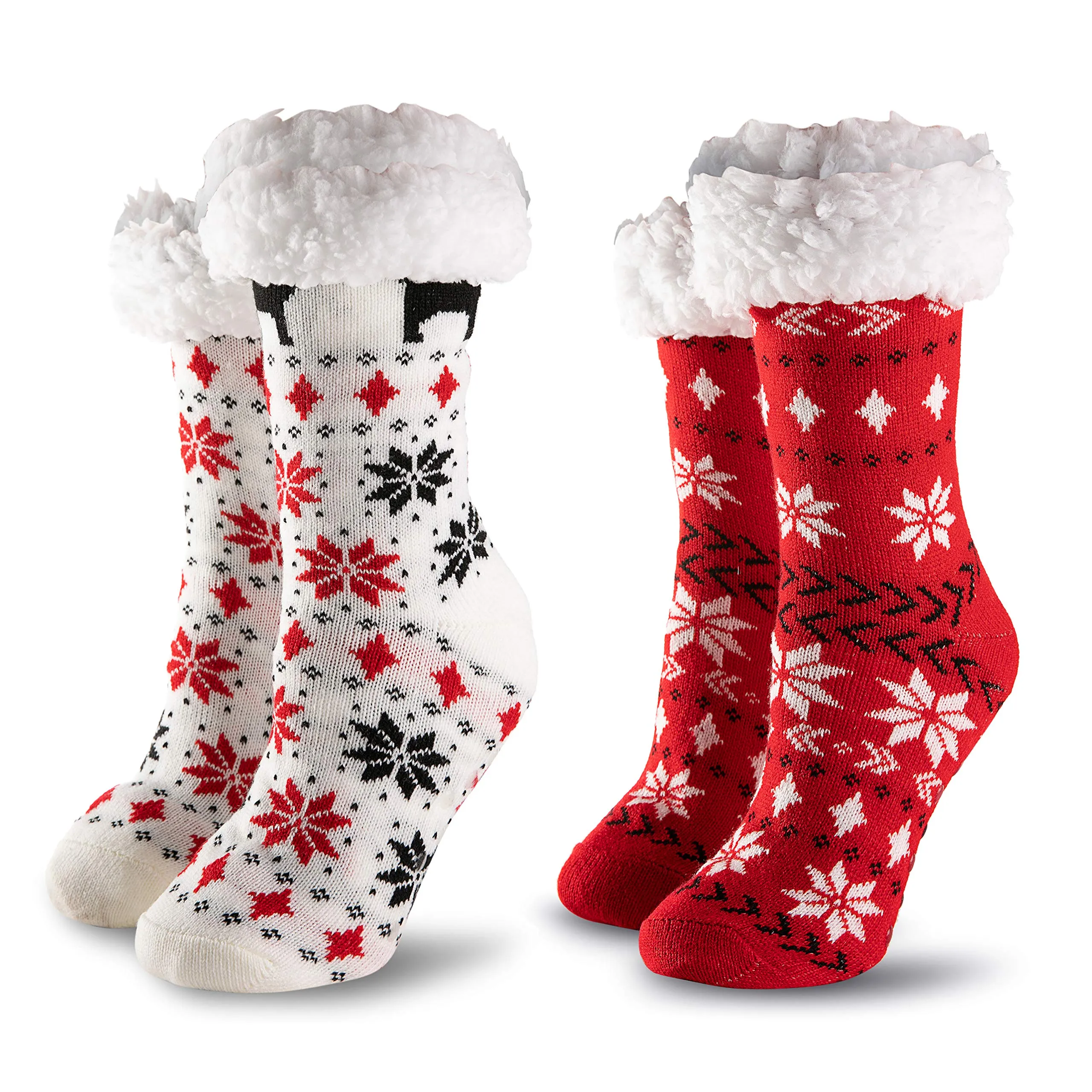 2 Piece Women's Fleece Lining Fuzzy Soft Slipper Socks