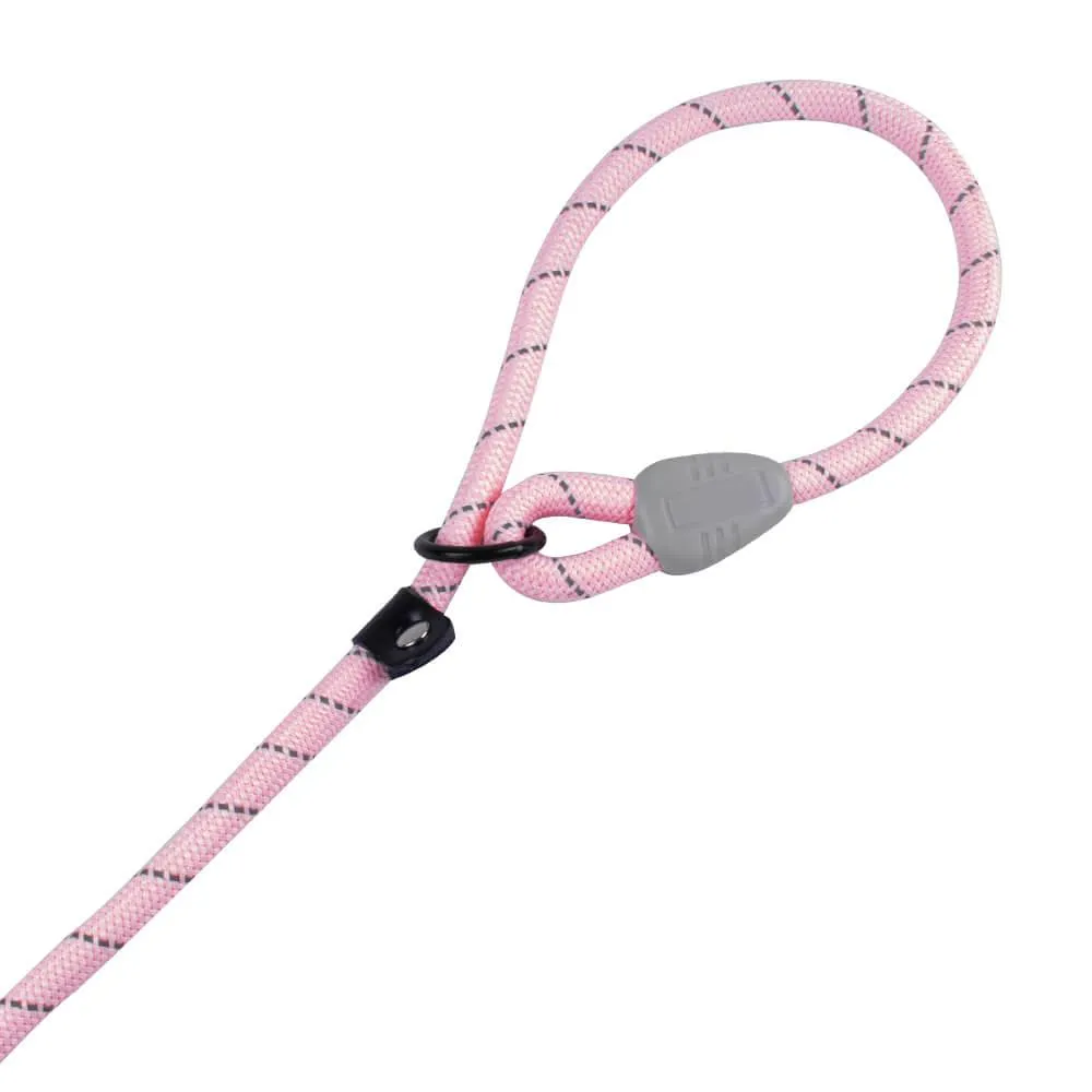 AllPetSolutions Reflective Rope Slip Dog Lead, Pink, 140cm