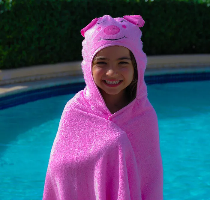 Bamboo rayon Piggy Hooded Turkish Towel: Little Kid