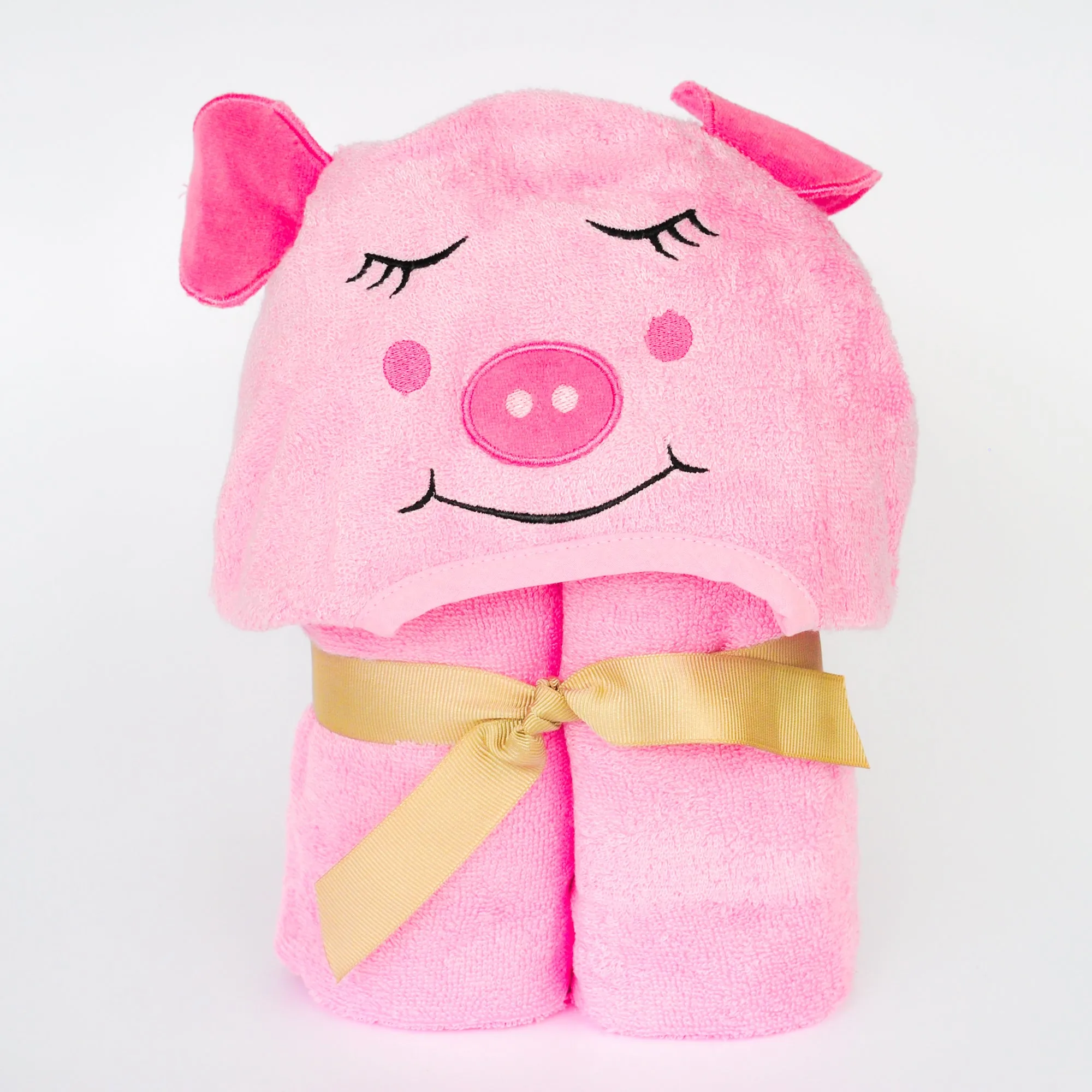 Bamboo rayon Piggy Hooded Turkish Towel: Little Kid