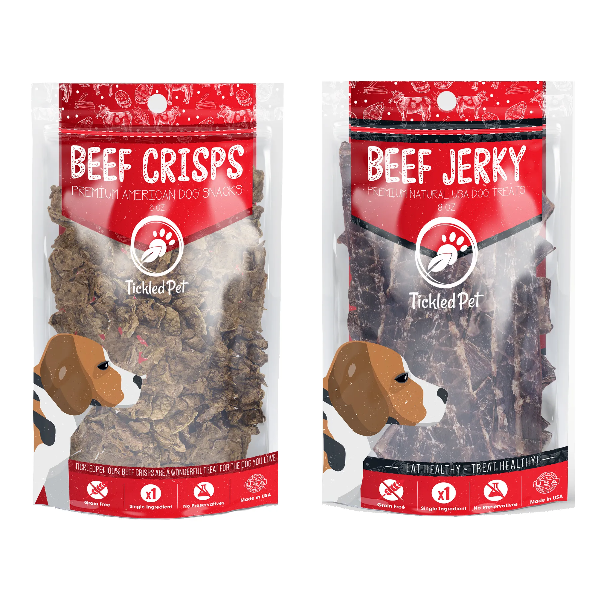 Beef Lover's Combo Pack - Natural Beef Lung Crisps and Premium Beef Jerky Dog Treats