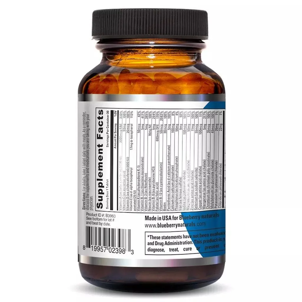 Blueberry Naturals Rainbow Multivitamin & Mineral Supplement Tablets For Adults, Pack of 30's