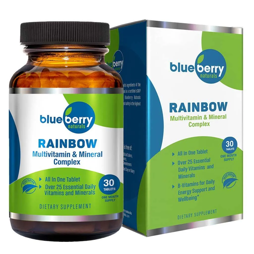 Blueberry Naturals Rainbow Multivitamin & Mineral Supplement Tablets For Adults, Pack of 30's