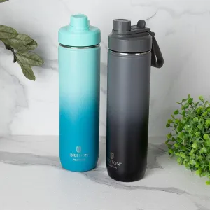 Bristo Quench 750 ML Hot & Cold Thermos Water Bottle (Green & Black) - Set Of Two