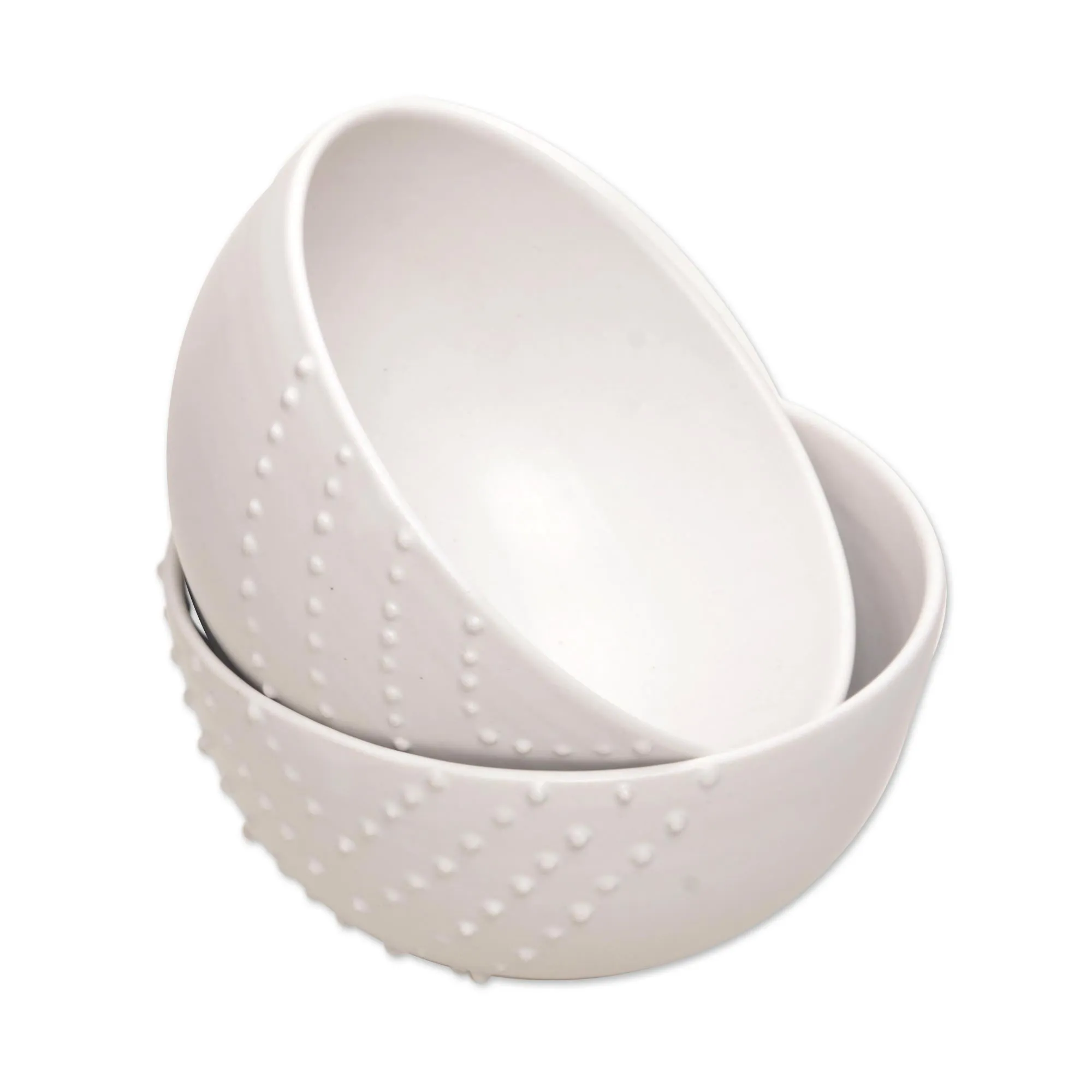 Chevron Dot Chevron Dot Motif White Ceramic Soup Bowls (Pair)