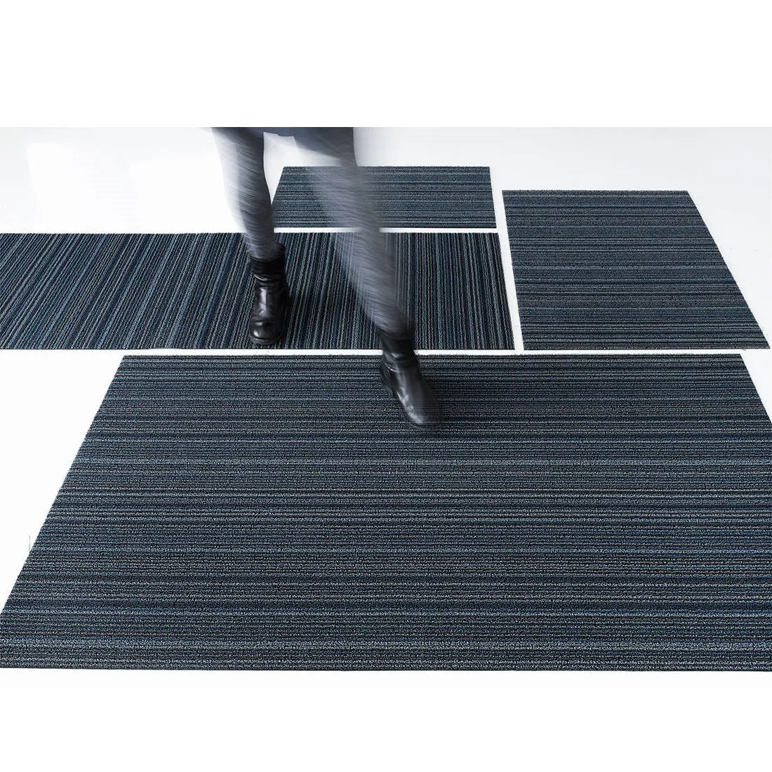 Chilewich Shag Skinny Stripe Floormat Blue