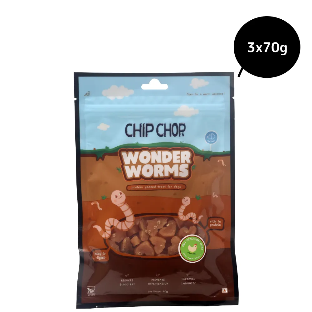 Chip Chops Wonder Worms Mini Chicken Hearts with Mealworms Dog Treats