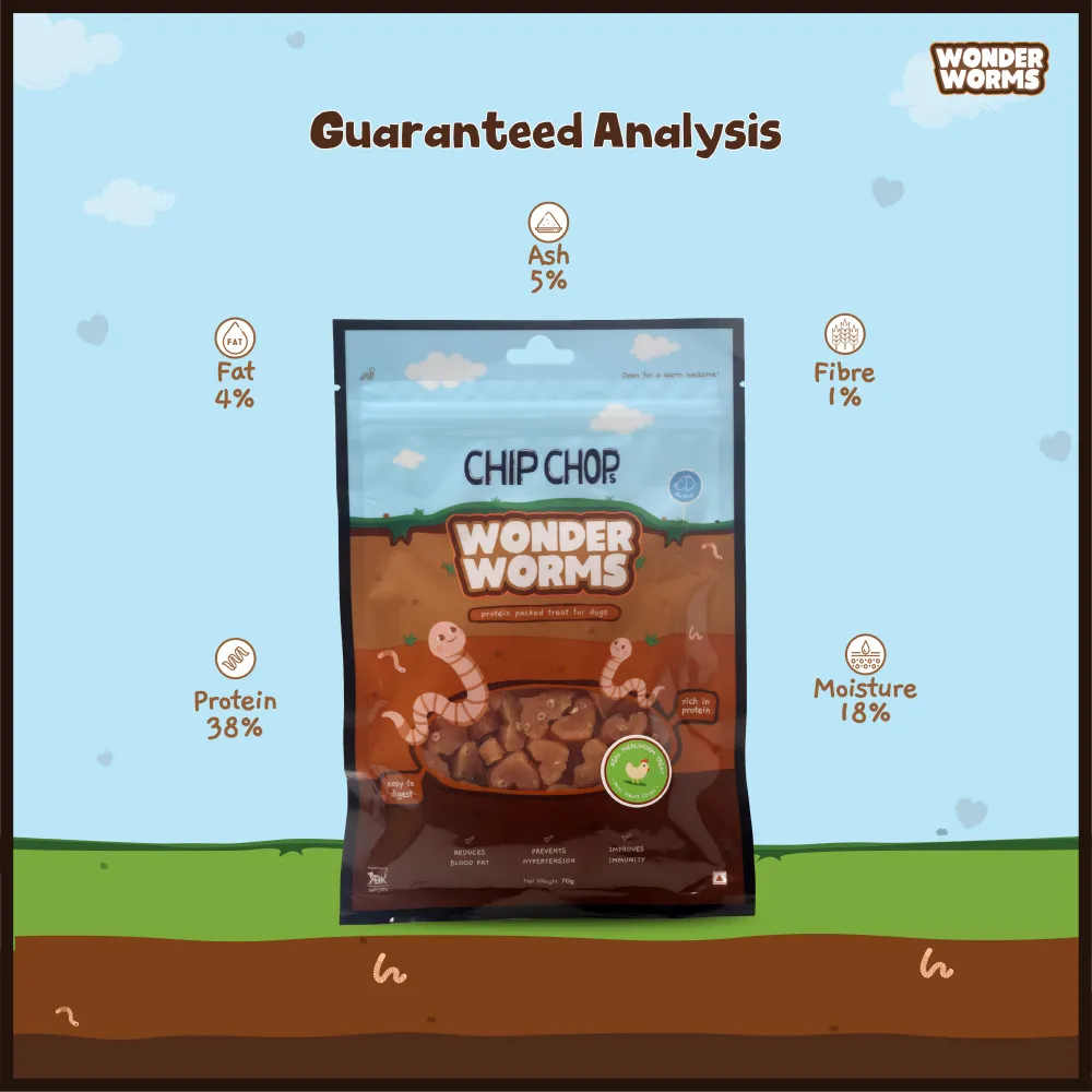 Chip Chops Wonder Worms Mini Chicken Hearts with Mealworms Dog Treats