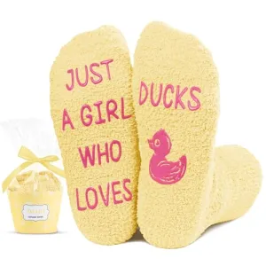 Cute Duck Gifts for Girls, Crazy Fuzzy Duck Socks Gifts for 7-10 years old Girls, Duck Gifts for Duck Lovers, Perfect Gifts for Daughters and Granddaughters Who Love Duck