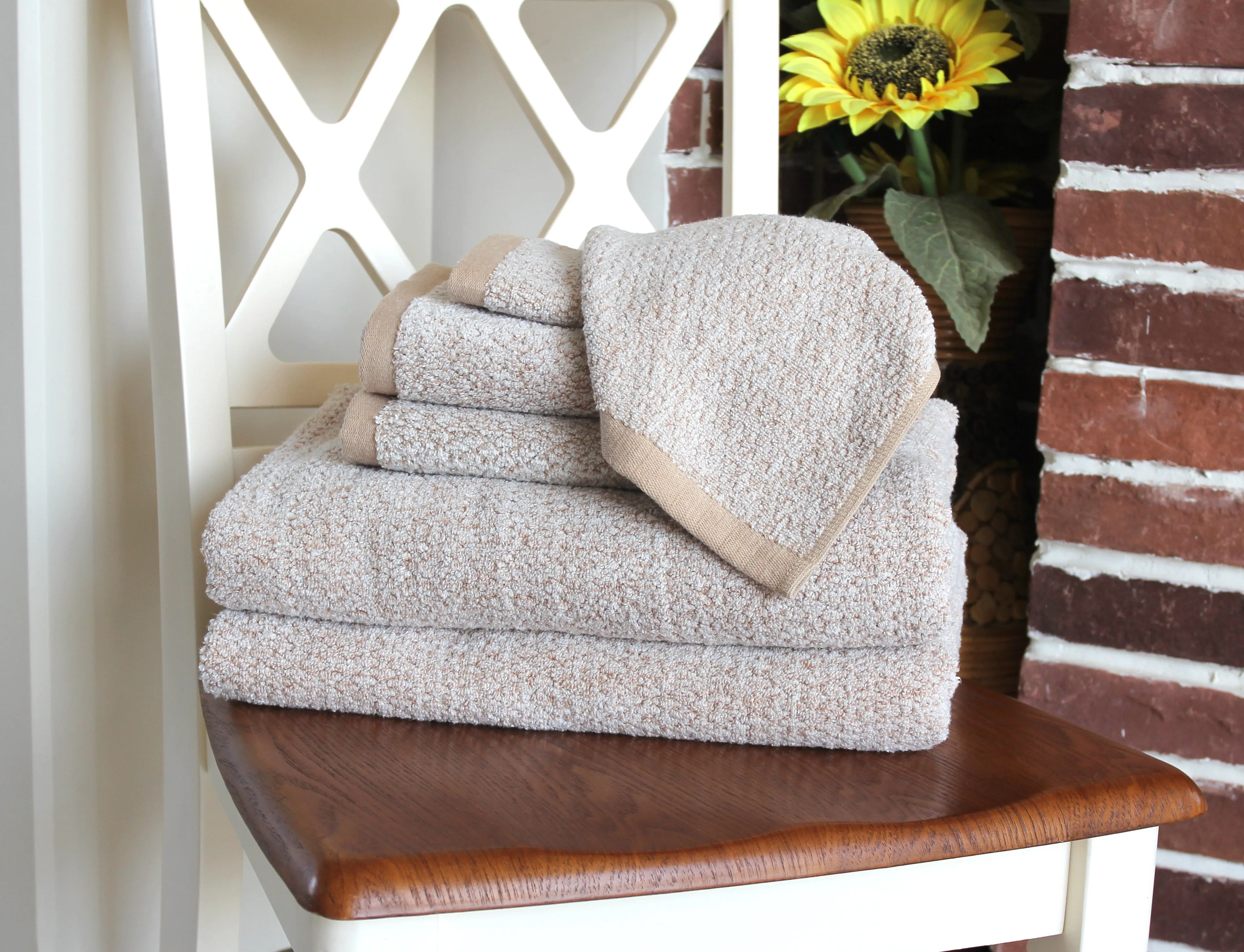 Diamond Jacquard Towels, Bath Towel - 1 Piece, Khaki (Light Brown)