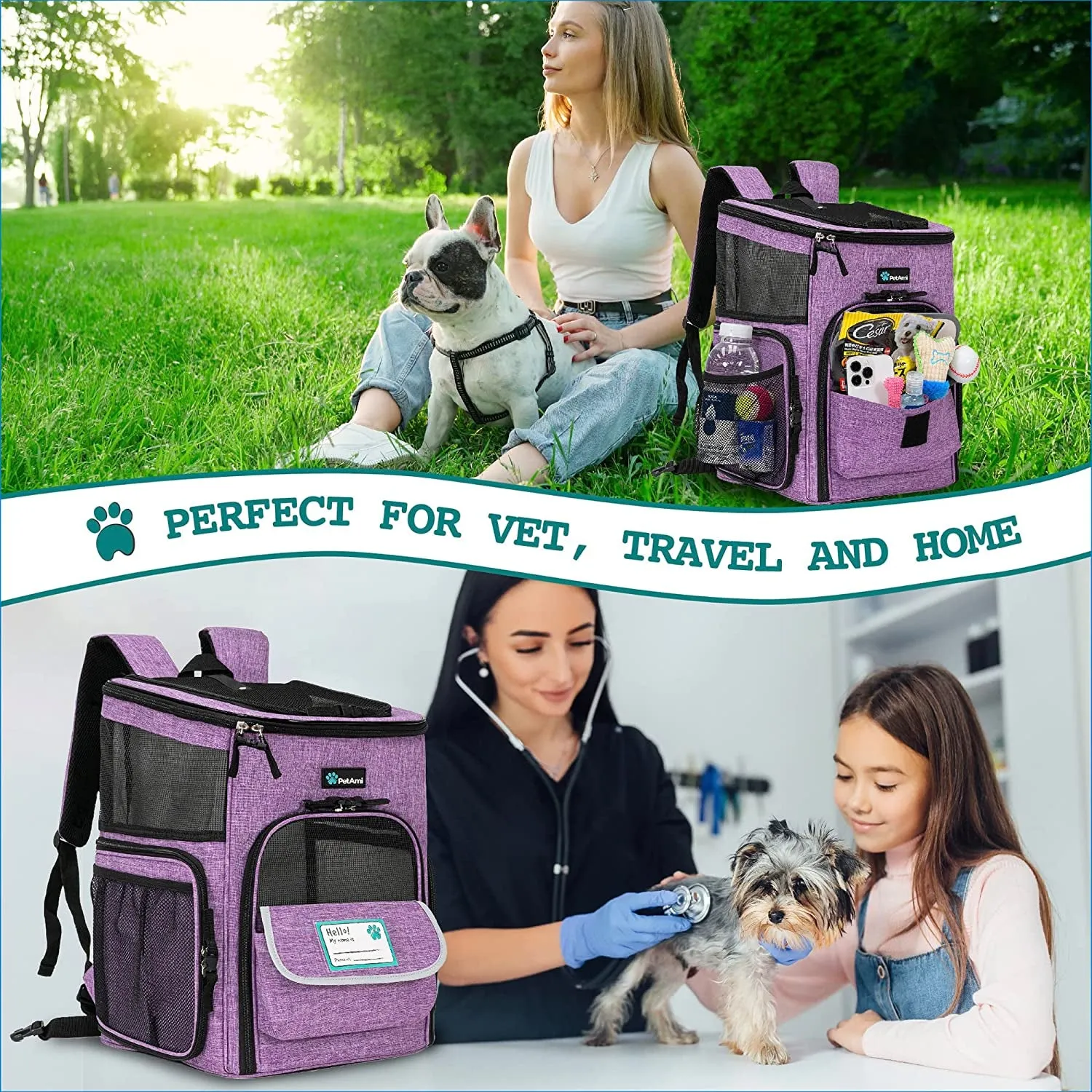 Dog Backpack Carrier, Airline Approved Cat Backpacks for Carrying Small Large Cats, Pet Carrier Back Pack, Ventilated Soft Sided for Travel