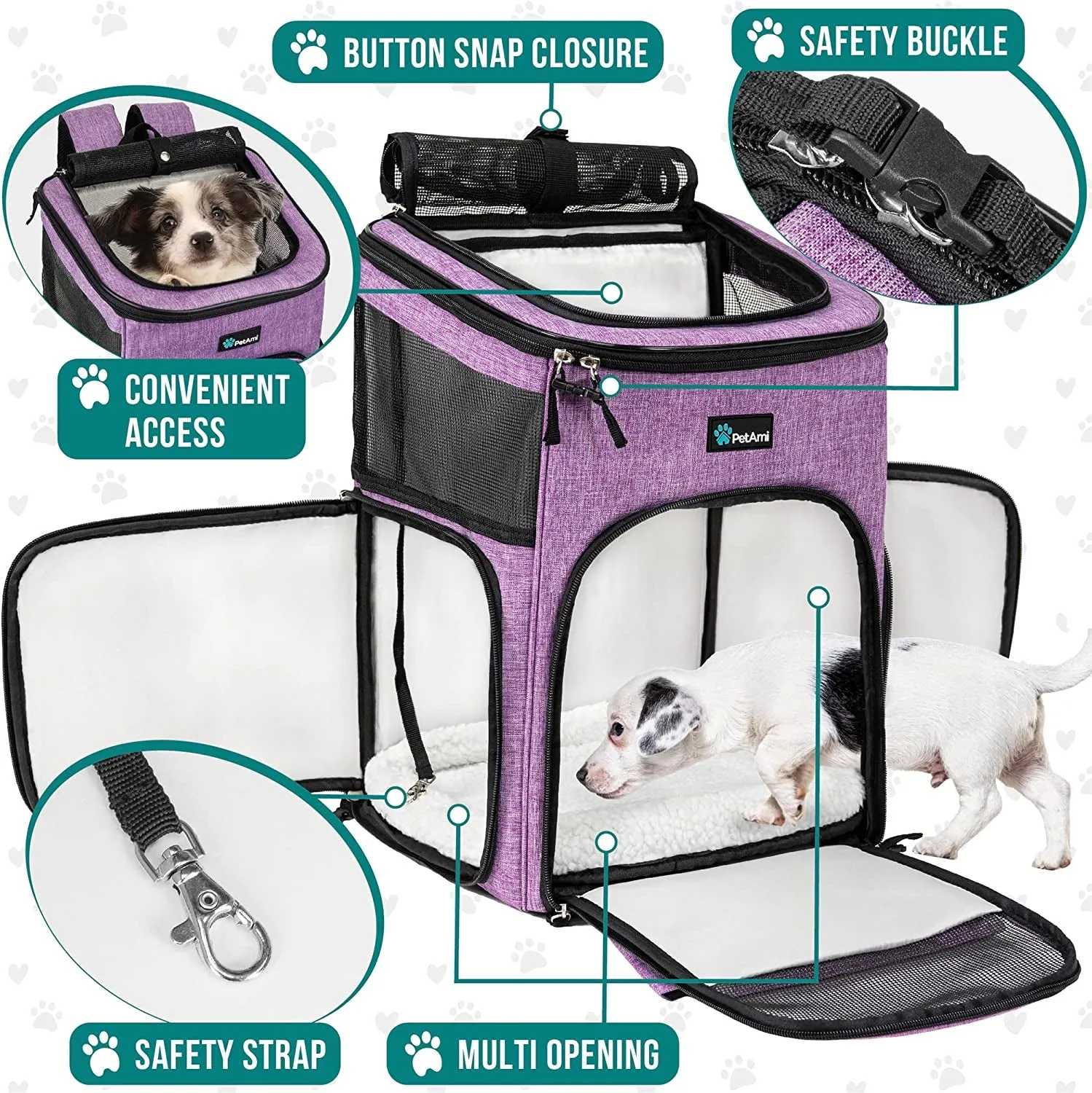 Dog Backpack Carrier, Airline Approved Cat Backpacks for Carrying Small Large Cats, Pet Carrier Back Pack, Ventilated Soft Sided for Travel