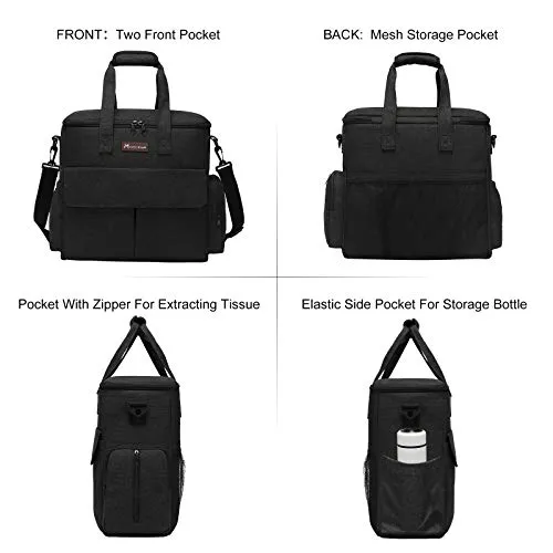 Dog Travel Bag by Modoker - Dog Travel Kit for a Weekend Away Set Includes Pet Travel Bag Organizer for Accessories, 2 Collapsible Dog Bowls, 2 Travel Dog Food Container (Black)