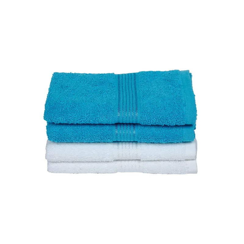 Eva Quick Dry Hand Towel (Blue & White) - Set Of Four