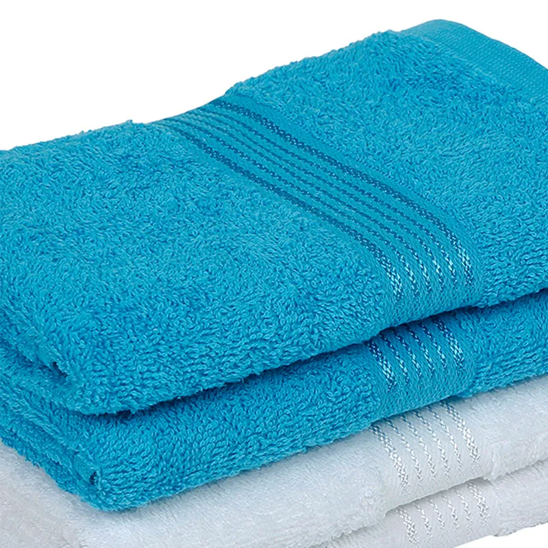 Eva Quick Dry Hand Towel (Blue & White) - Set Of Four