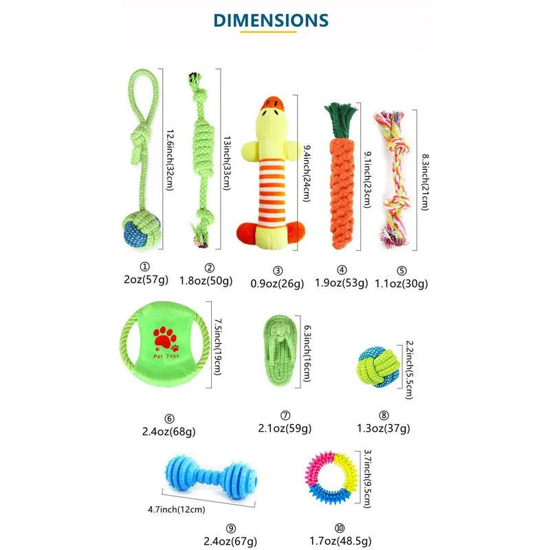 Fast Shipping 10-Piece Bite-Resistant Molar Dog Toys