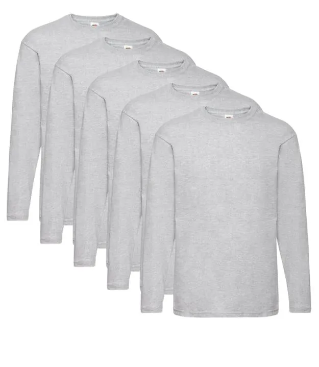 Fruit of the loom long sleeve tee Valueweight Pack of 5 | Multiple Colors | (Size S to 3XL)