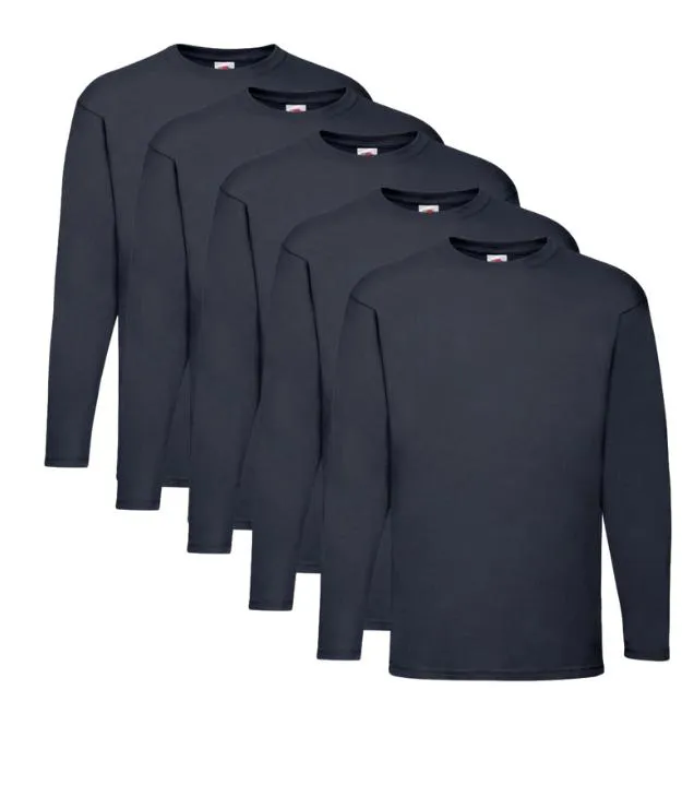 Fruit of the loom long sleeve tee Valueweight Pack of 5 | Multiple Colors | (Size S to 3XL)