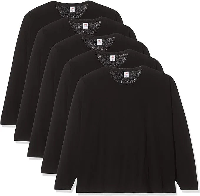 Fruit of the loom long sleeve tee Valueweight Pack of 5 | Multiple Colors | (Size S to 3XL)