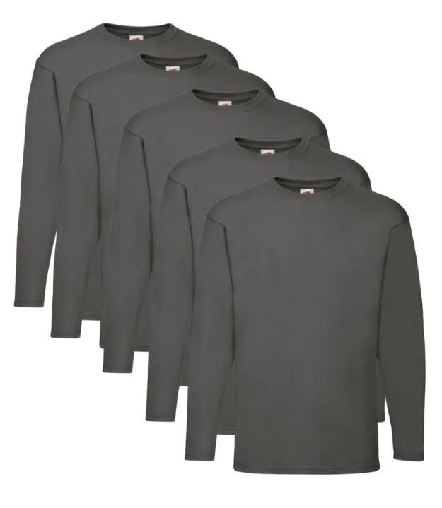 Fruit of the loom long sleeve tee Valueweight Pack of 5 | Multiple Colors | (Size S to 3XL)