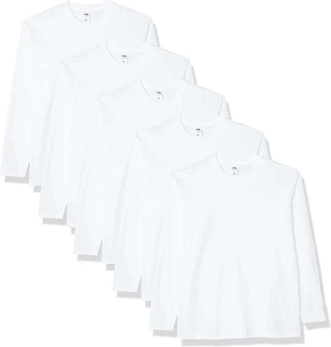 Fruit of the loom long sleeve tee Valueweight Pack of 5 | Multiple Colors | (Size S to 3XL)