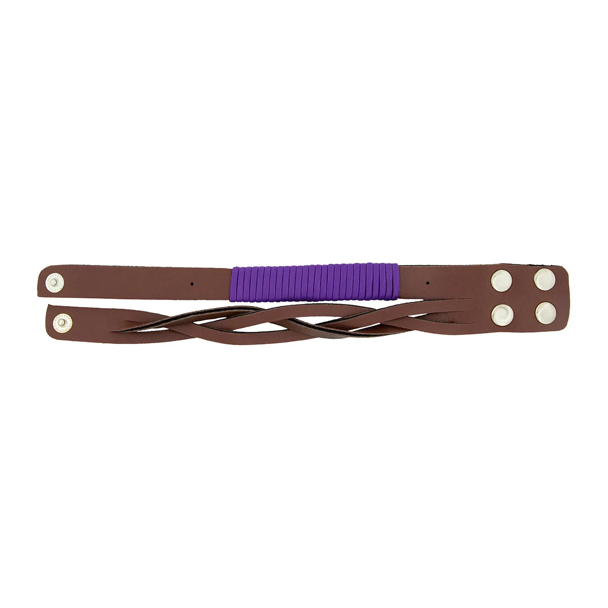 Funky Biker Purple Brown Faux Leather Wrist Band Strap Bracelet Men