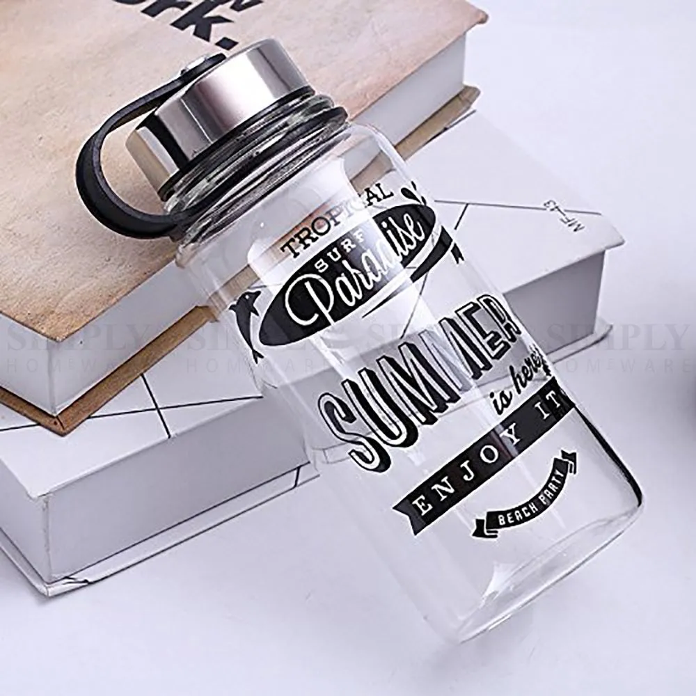 Glass Water Bottle 1L 1000ml BPA Free Sports Tea Crystal Juice Drinking Bottles