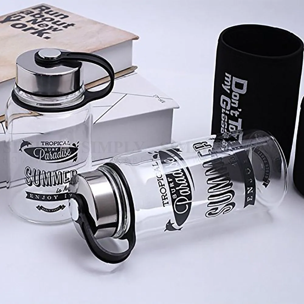 Glass Water Bottle 1L 1000ml BPA Free Sports Tea Crystal Juice Drinking Bottles