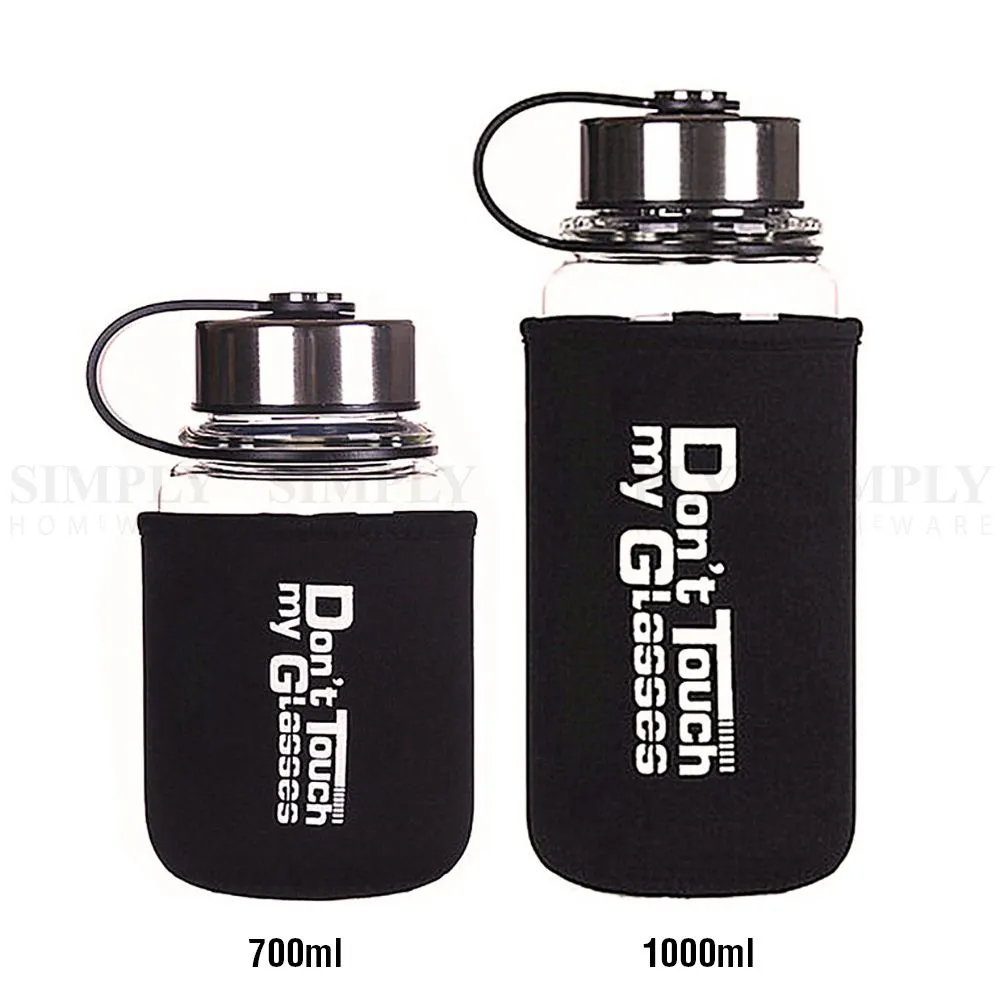 Glass Water Bottle 1L 1000ml BPA Free Sports Tea Crystal Juice Drinking Bottles