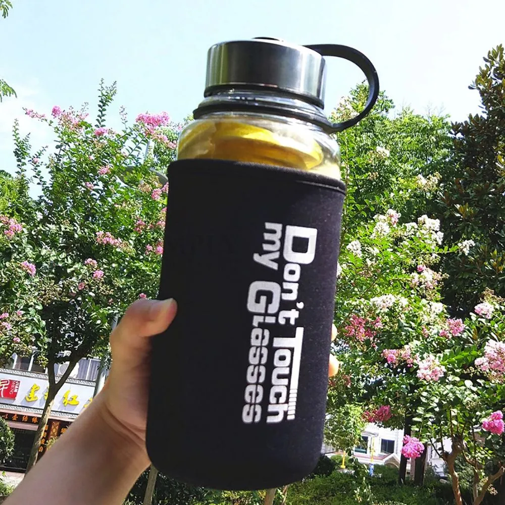 Glass Water Bottle 1L 1000ml BPA Free Sports Tea Crystal Juice Drinking Bottles