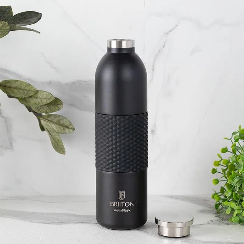 Gradient 620 ML Hot & Cold Thermos Water Bottle (Black & Grey) - Set Of Two