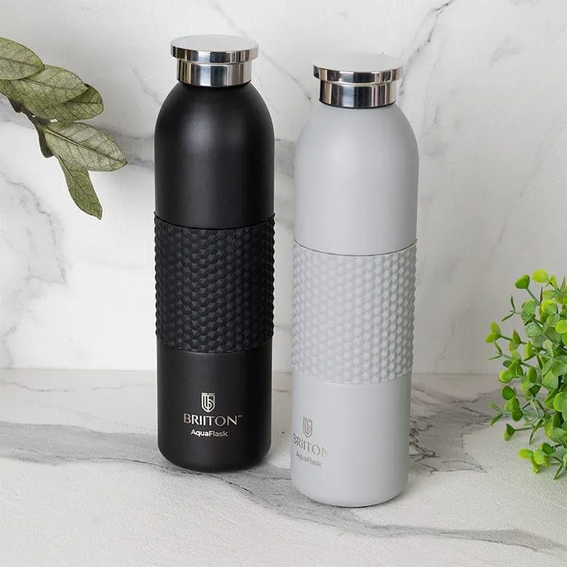 Gradient 620 ML Hot & Cold Thermos Water Bottle (Black & Grey) - Set Of Two