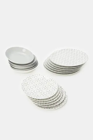 Grey Geometric Dinner Set (18 Piece)
