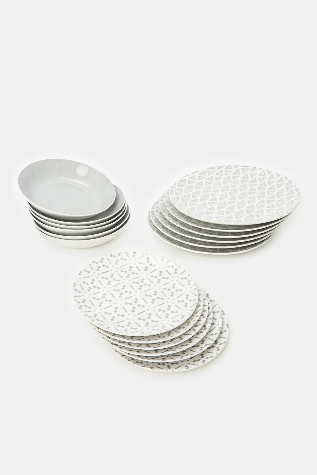 Grey Geometric Dinner Set (18 Piece)