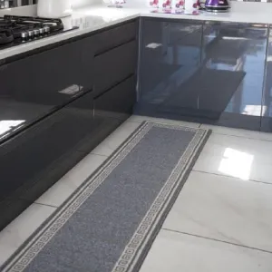 Grey Hard Wearing Non Slip Runner Mat - Luna