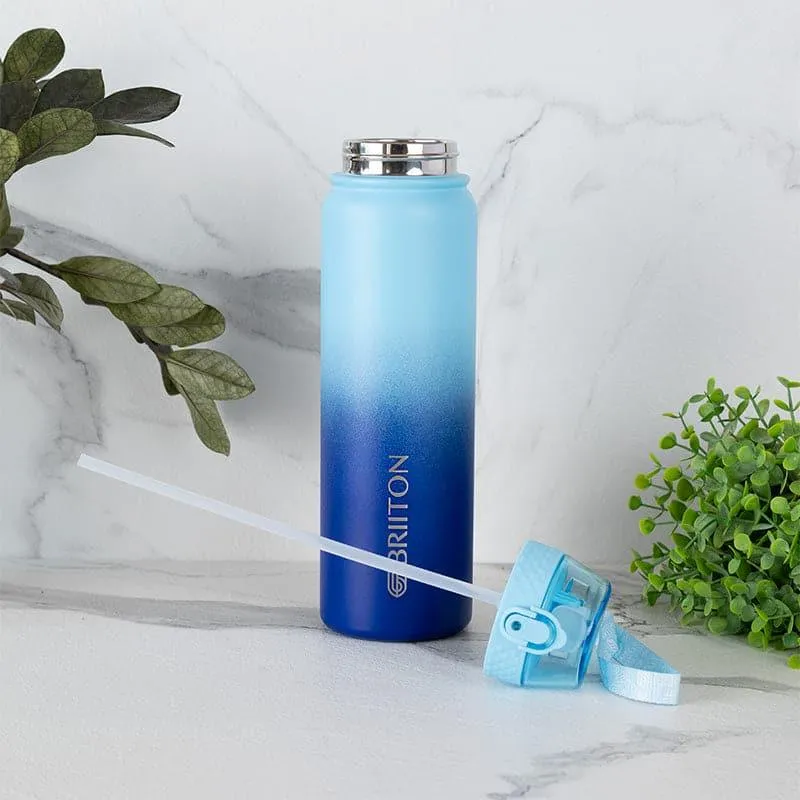 Hydrona Hot & Cold Thermos Water Bottle (Light Blue & Dark Blue) - 1000 ML