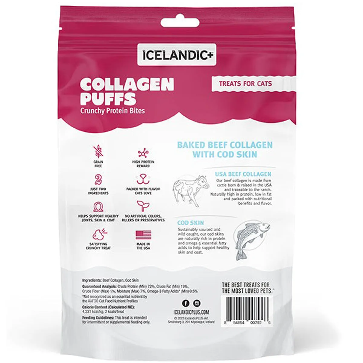 Icelandic Beef Collagen Puffs with Cod Skin Cat Treats 0.5oz
