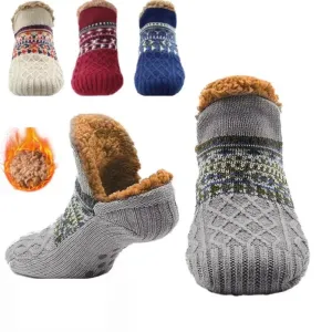 Indoor  Floor Socks Men's    Non-slip Knitted Plus Fleece Warm.
