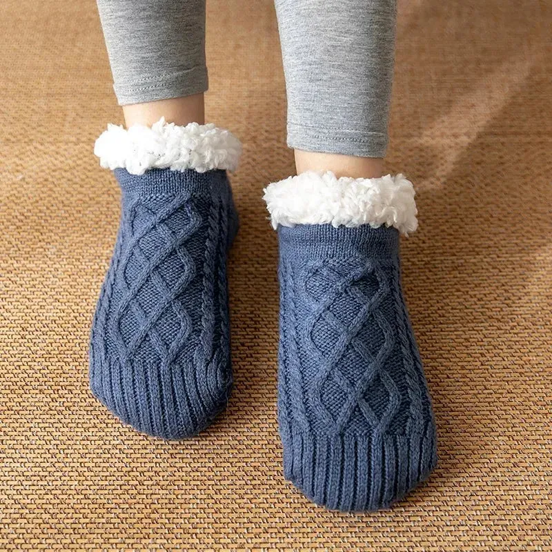 Indoor  Floor Socks Men's    Non-slip Knitted Plus Fleece Warm.
