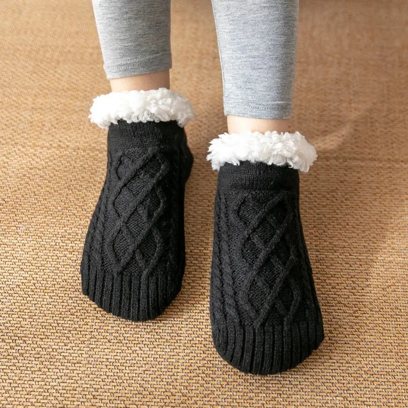 Indoor  Floor Socks Men's    Non-slip Knitted Plus Fleece Warm.