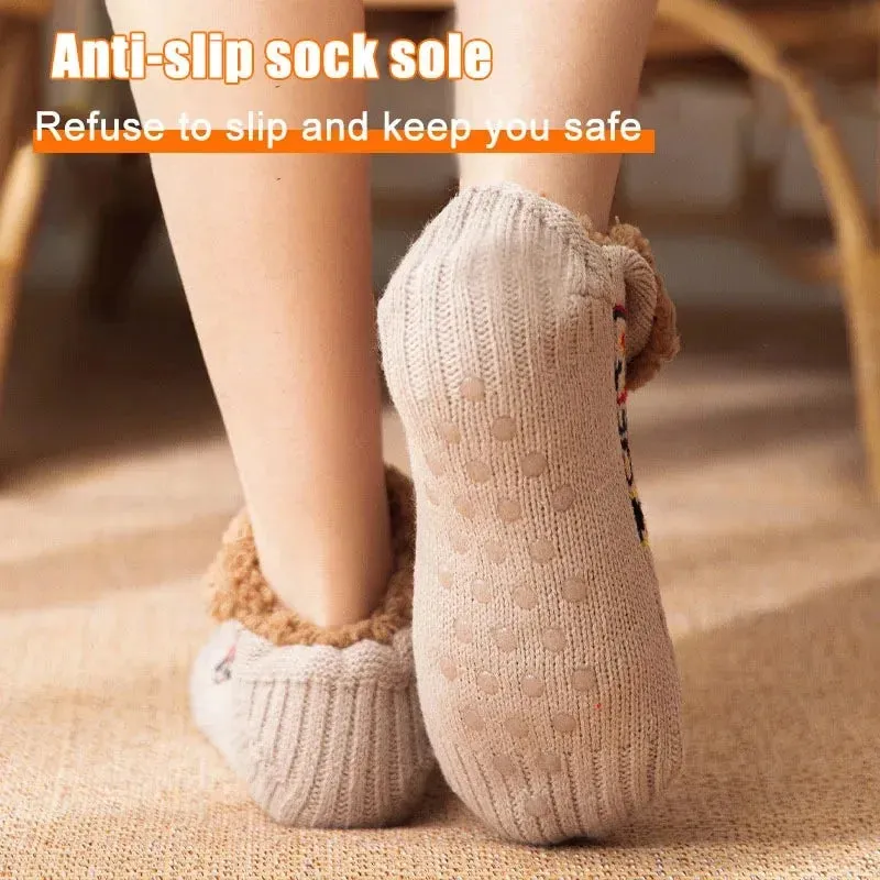 Indoor  Floor Socks Men's    Non-slip Knitted Plus Fleece Warm.