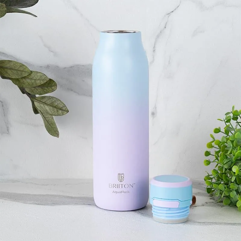 Juno Sip Hot & Cold Thermos Water Bottle (Light Blue & Purple) - 750 ML