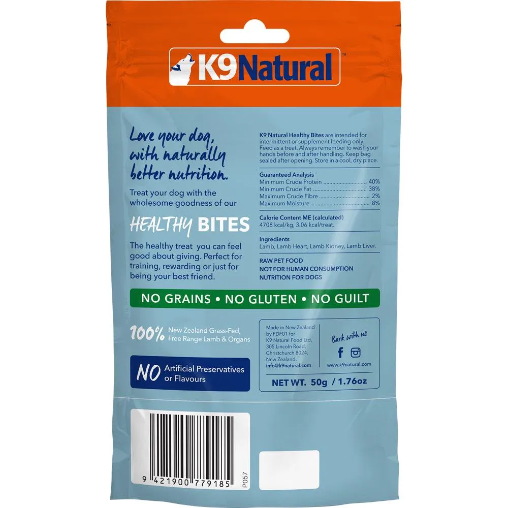 K9 Natural Healthy Bites Lamb & Organs Freeze-Dried Dog Treats 50g