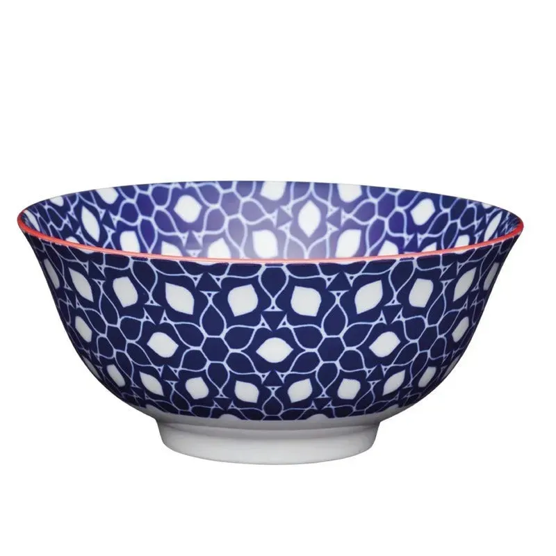 KitchenCraft Floral Geometric Print Stoneware Serving Bowl | 6 x 3 inches