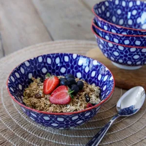 KitchenCraft Floral Geometric Print Stoneware Serving Bowl | 6 x 3 inches