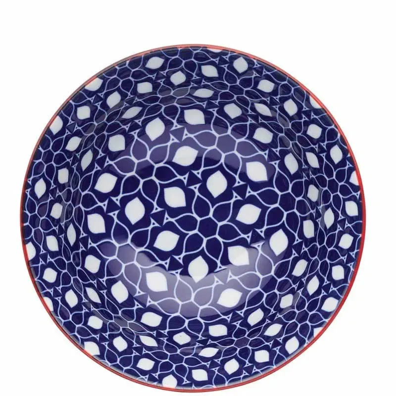 KitchenCraft Floral Geometric Print Stoneware Serving Bowl | 6 x 3 inches